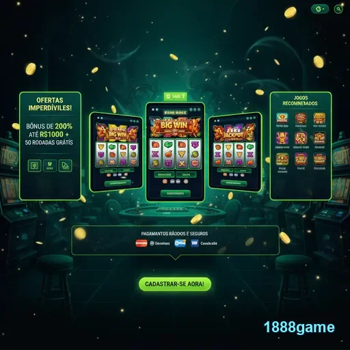 Aplicativo 1888game com ofertas de bônus e jogos disponíveis.