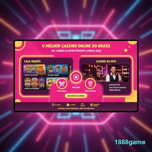Interface do aplicativo 1888game com jogos de cassino e dealers ao vivo.