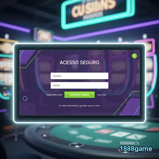 Tela de login seguro do 1888game com campos de acesso VIP.