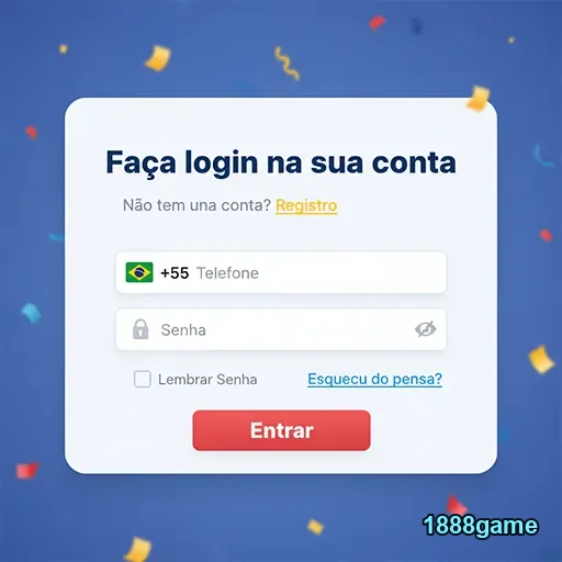 Tela de login da plataforma 1888game com campos claros.