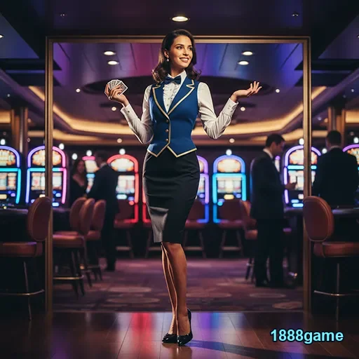 Dama de cassino apresenta jogos de slot no 1888game.