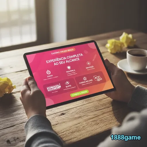 Usuário acessando jogos online no 1888game em tablet.