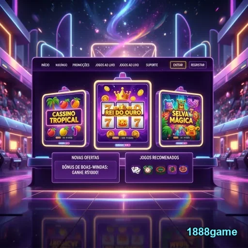 Tela de jogos de slot no 1888game com opções vibrantes.