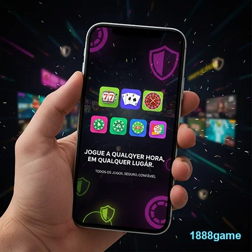 Imagem de smartphone mostrando jogos do 1888game.