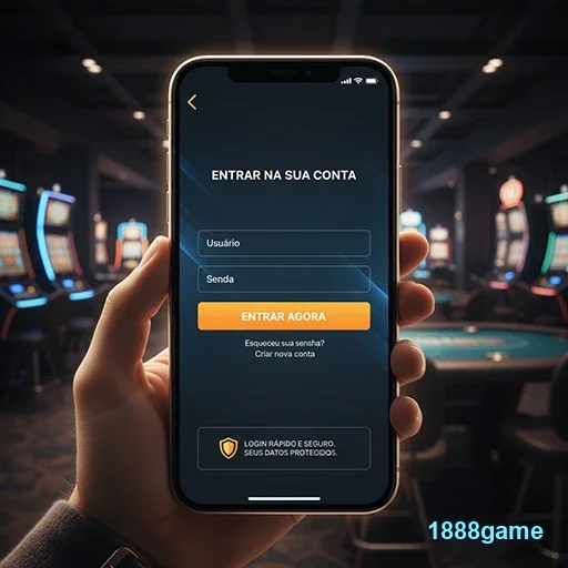Tela de login do aplicativo 1888game em smartphone.