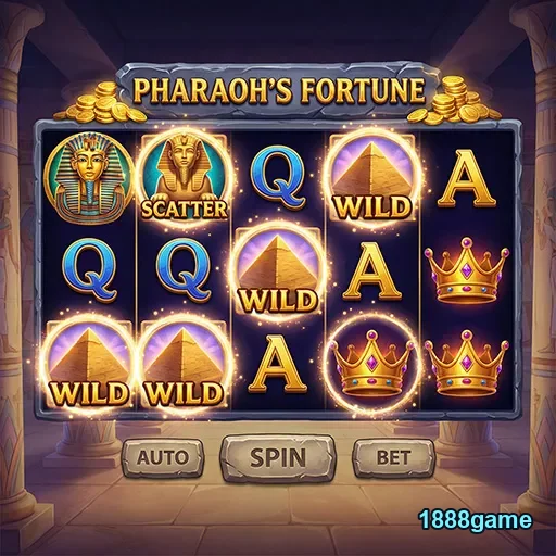 Interface da 1888game com a slot Pharaoh's Fortune.