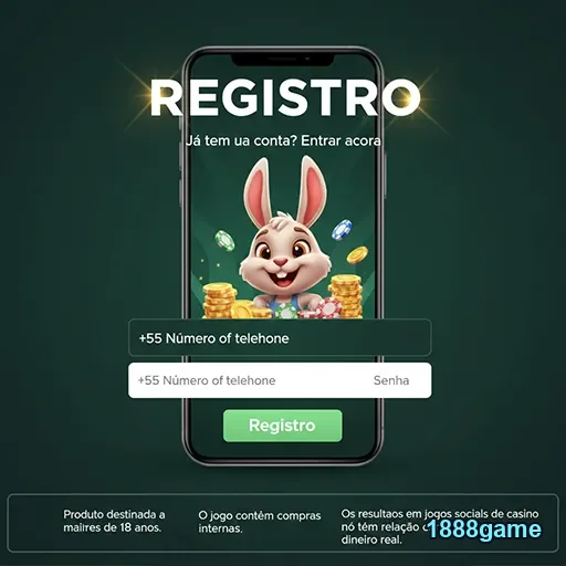 Registro da conta em smartphone no site 1888game.