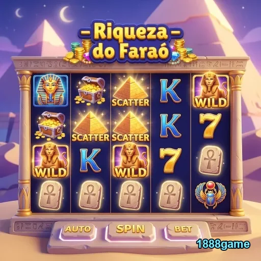 Slot 'Riqueza do Faraó' na interface da 1888game.