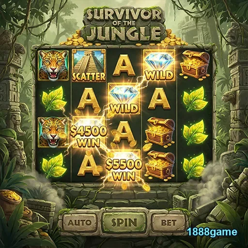 Interface de slot do 1888game com ganhos e símbolos VIP.
