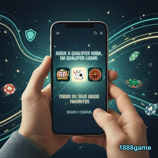Imagem de smartphone mostrando jogos da 1888game.